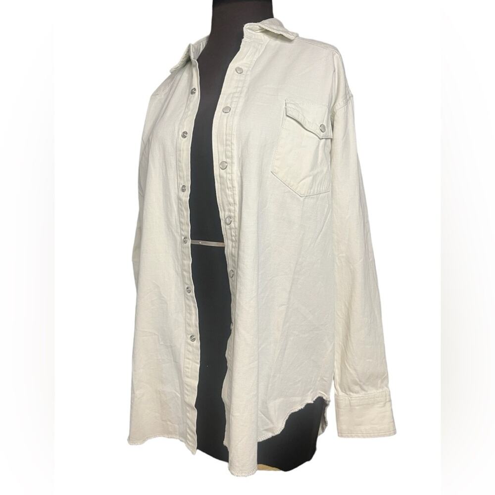Sandrine Rose X Free People NWT Oversized Pearl Snap Western Tunic Shirt Size S - Picture 2 of 10
